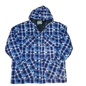 90s Vintage Weeds Plaid Flannel Hooded Quilted Lined Snap Front Jacket Men Large